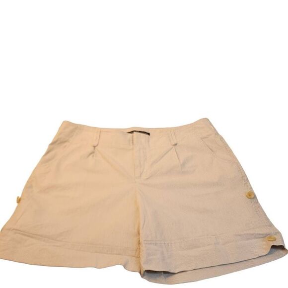 Gap Roll-Up Pinstripe Stretch Shorts Women's Size 10 Button Accents Double Hook - Picture 3 of 14